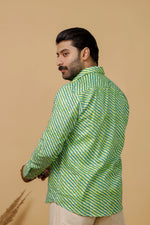 Load image into Gallery viewer, Rajasthan Lahriya Green Print Shirt – Handcrafted