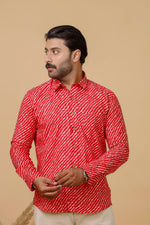 Load image into Gallery viewer, Rajasthan Lahriya Red Print Shirt – Handcrafted