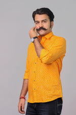 Load image into Gallery viewer, Traditional Bandhani Motif Shirt – Haldi Color
