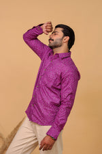 Load image into Gallery viewer, Traditional Bandhani Motif Shirt – Purple