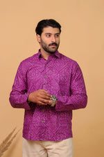 Load image into Gallery viewer, Traditional Bandhani Motif Shirt – Purple