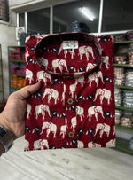 Load image into Gallery viewer, Maroon Elephant Print Sanganeri Cotton Short Kurta for Men