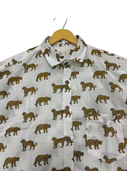 Cheetah Walk Shirt – White Handblock Jungle Print
