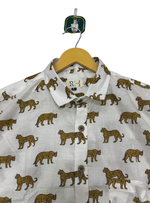 Load image into Gallery viewer, Cheetah Walk Shirt – White Handblock Jungle Print
