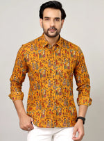 Load image into Gallery viewer, Mustard Folk Art Figures Full Sleeve Shirt
