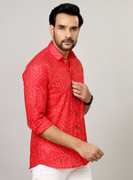 Load image into Gallery viewer, Traditional Bandhani Motif Shirt – Red