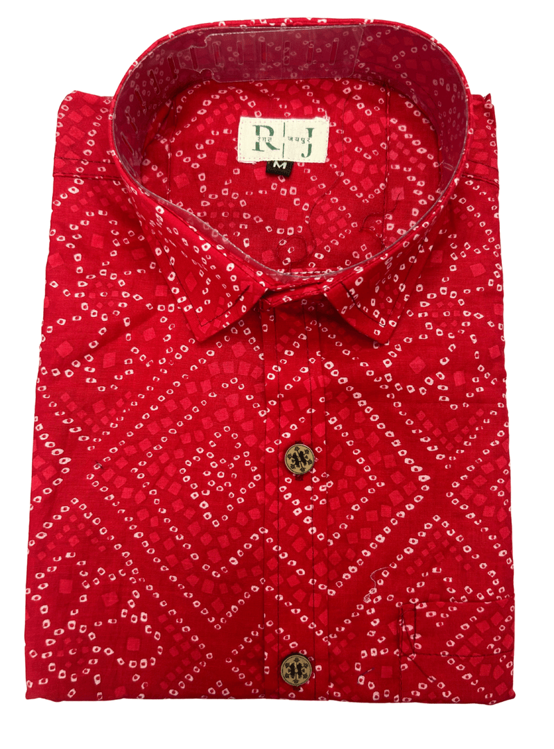 Traditional Bandhani Motif Shirt – Red
