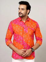 Load image into Gallery viewer, Rangdeep – Red Bandhani Printed Cotton Shirt
