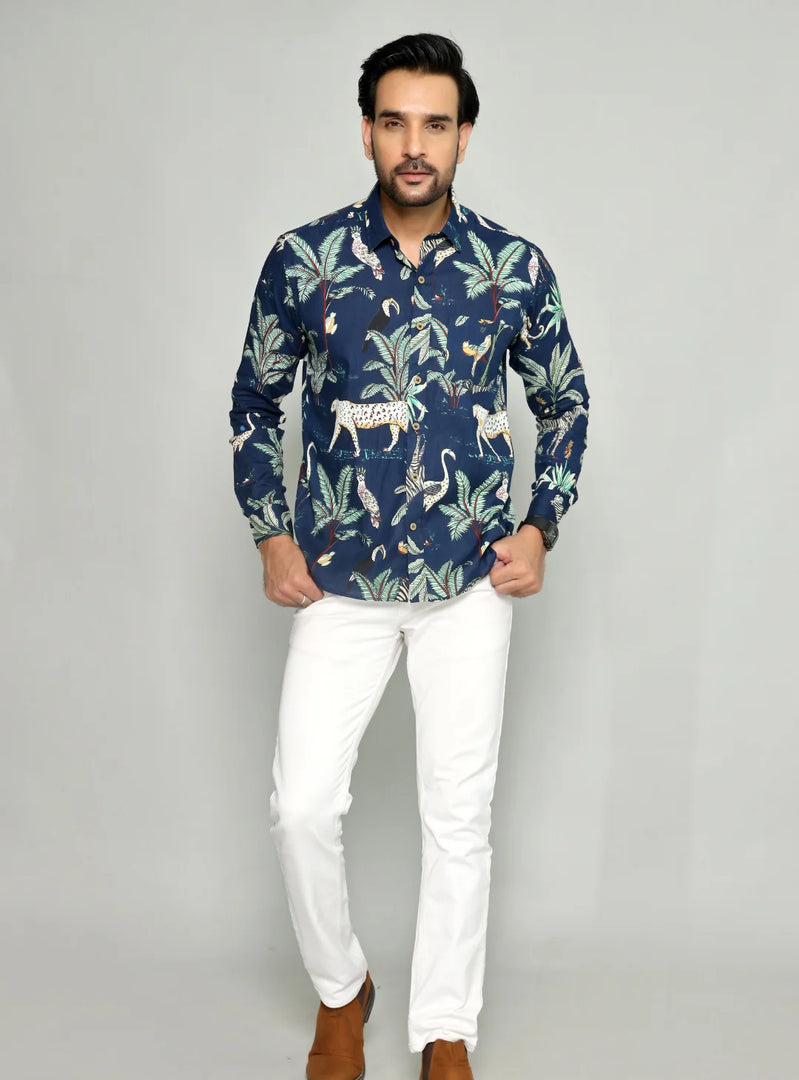 Tropical Birds and Leopard Print Shirt