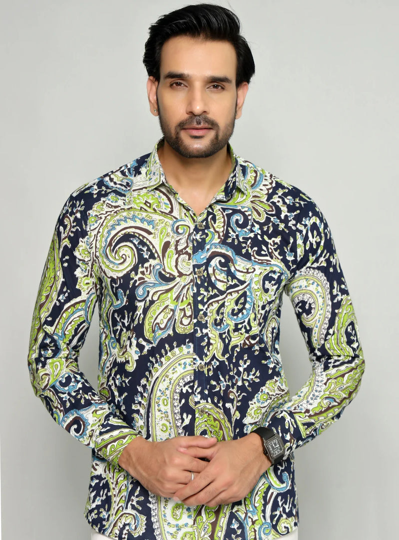 Contemporary Paisley Patterned Shirt for Men
