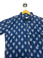 Load image into Gallery viewer, Blue Blossom Shirt – Traditional Sanganeri Print
