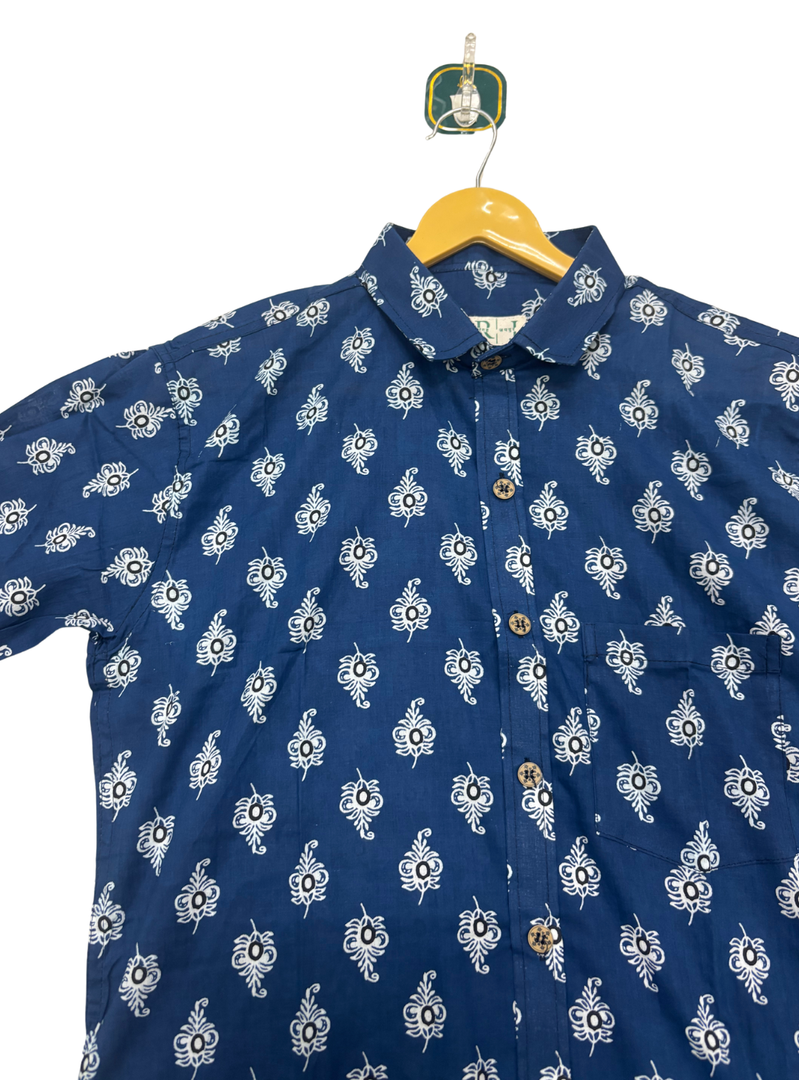 Blue Blossom Shirt – Traditional Sanganeri Print