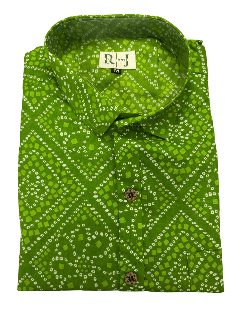 Traditional Bandhani Motif Shirt – Green