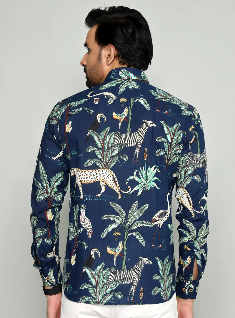 Tropical Birds and Leopard Print Shirt