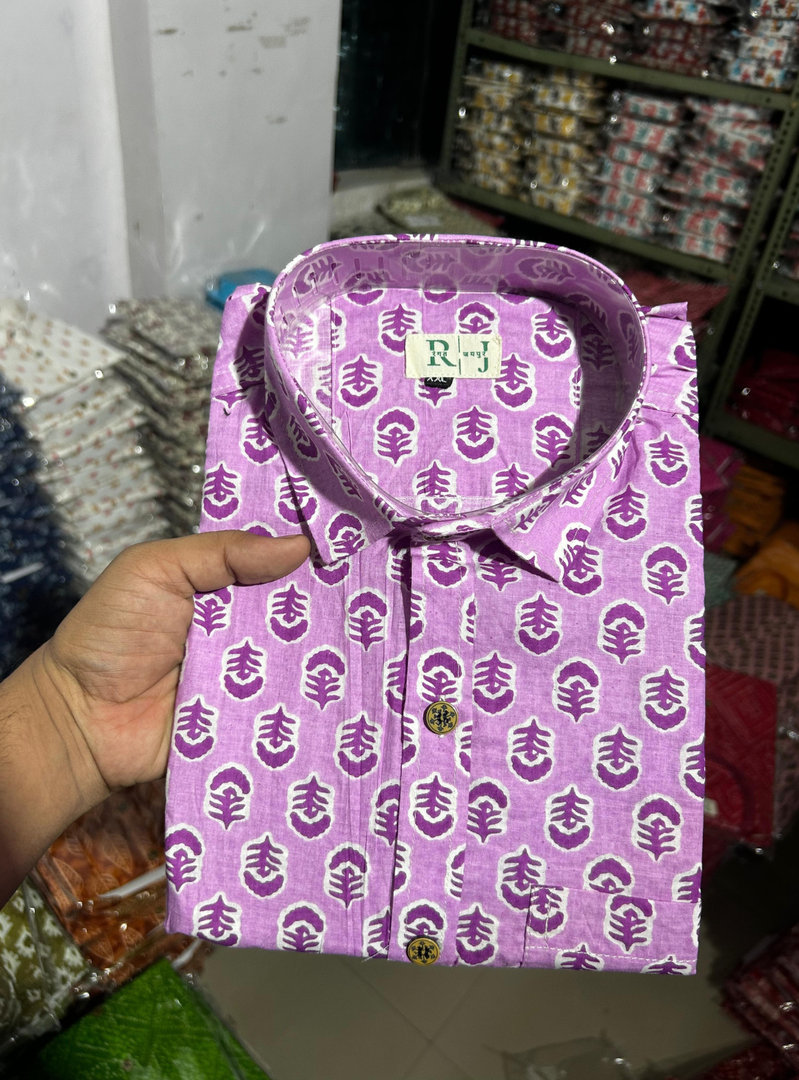 Lavender Traditional Boota Pattern Shirt – Soft Cotton