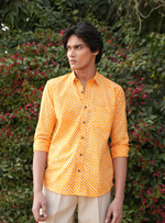 Load image into Gallery viewer, Rajasthan Lahriya Haldi Color Print Shirt – Handcrafted