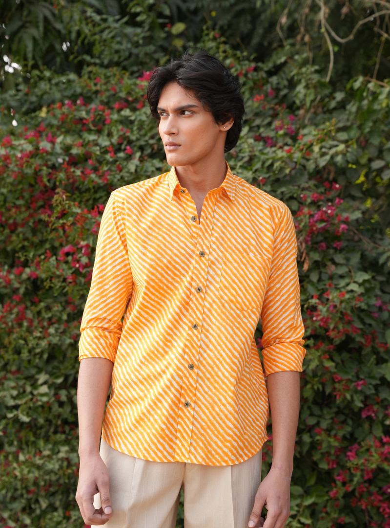 Rajasthan Lahriya Haldi Color Print Shirt – Handcrafted
