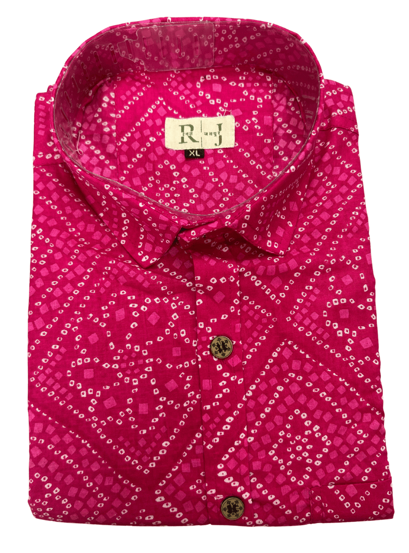 Traditional Bandhani Motif Shirt – Pink