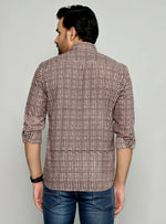 Load image into Gallery viewer, Men&#39;s Checked Shirt with Brown Tones - Classic Casual Style
