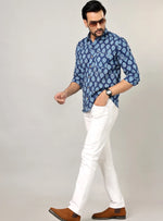 Load image into Gallery viewer, Handcrafted Botanical Motif Cotton Casual Shirt
