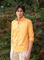 Load image into Gallery viewer, Rajasthan Lahriya Haldi Color Print Shirt – Handcrafted