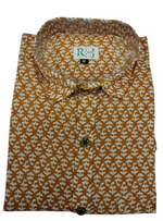 Load image into Gallery viewer, Mustard Leaf Print Cotton Shirt for Men