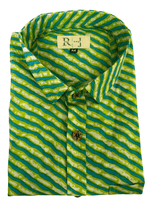 Load image into Gallery viewer, Rajasthan Lahriya Green Print Shirt – Handcrafted

