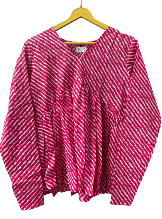 Pink Leheriya  Peplum Top