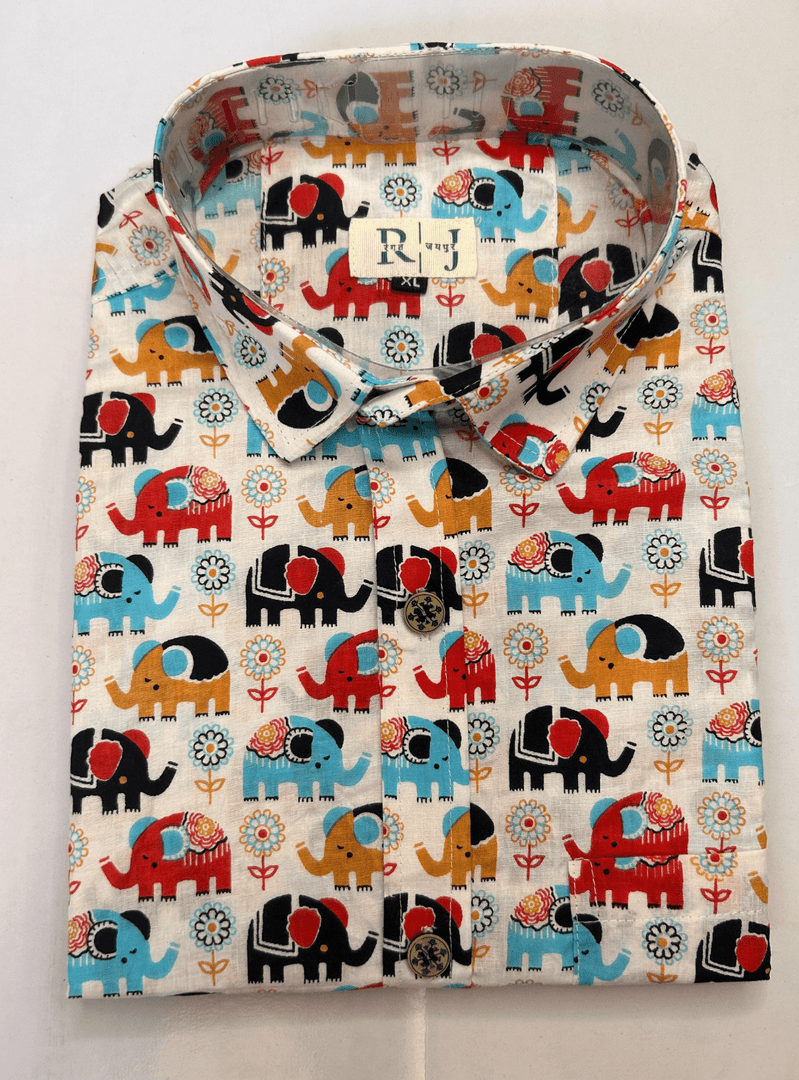 Jaipuri Elephant Printed Shirt - Colorful Haathi