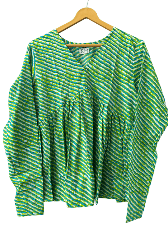 Green Leheriya  Peplum Top