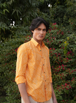 Load image into Gallery viewer, Rajasthan Lahriya Haldi Color Print Shirt – Handcrafted