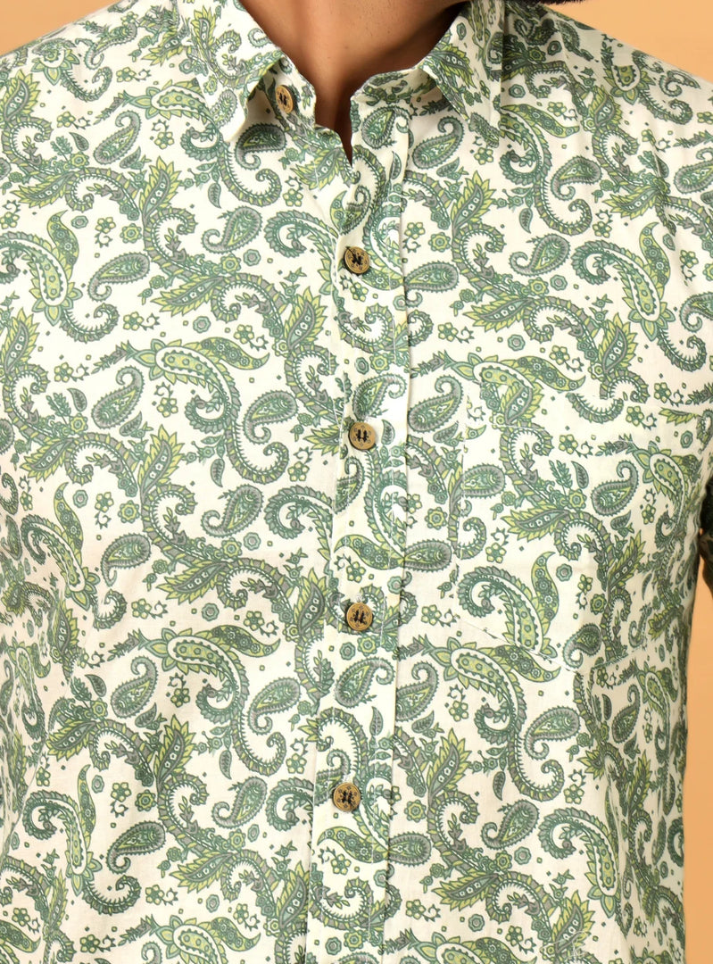 Vintage Paisley Design Shirt in Green