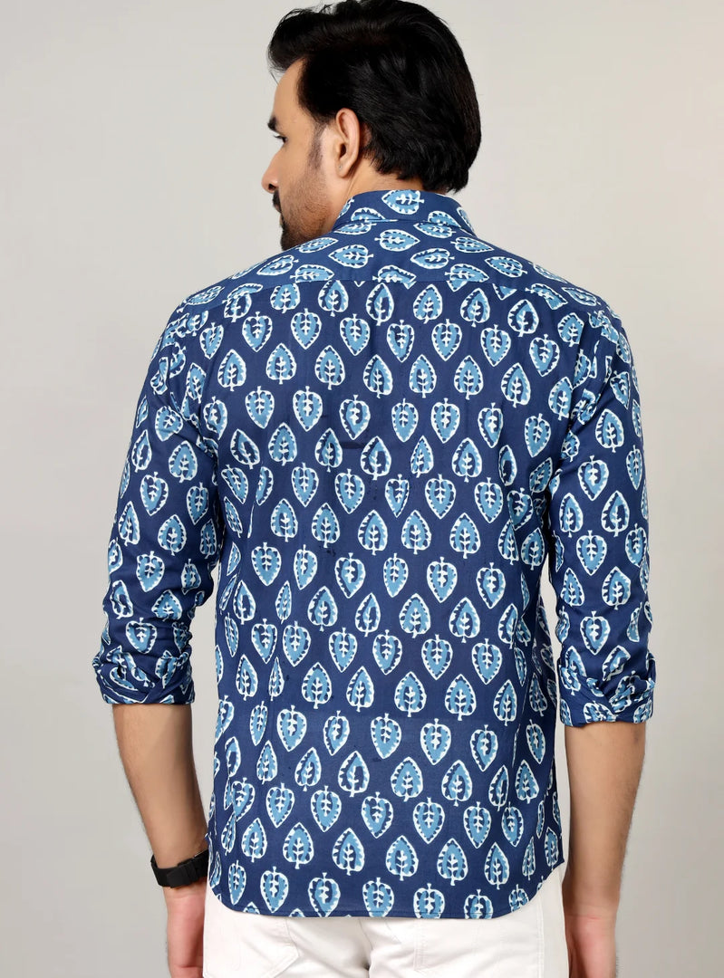Handcrafted Botanical Motif Cotton Casual Shirt