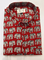 Load image into Gallery viewer, Sanganeri Red Shirt - Elephant Print
