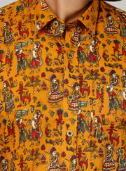 Mustard Folk Art Figures Full Sleeve Shirt