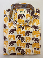 Load image into Gallery viewer, Jaipuri Gajraj Print Shirt - Yellow Brown