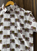 Load image into Gallery viewer, Rajasthani Elephant Motif Printed Shirt – Handmade Cotton
