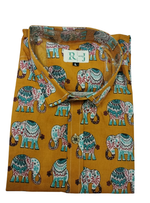 Load image into Gallery viewer, Mustard Yellow Elephant Motif Printed Cotton Shirt