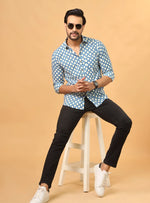 Load image into Gallery viewer, Blue Sanganeri Cotton Printed Shirt
