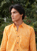 Load image into Gallery viewer, Rajasthan Lahriya Haldi Color Print Shirt – Handcrafted