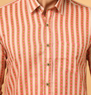Men’s Cotton Shirt in Peach Leaf Pattern – Sanganeri Print