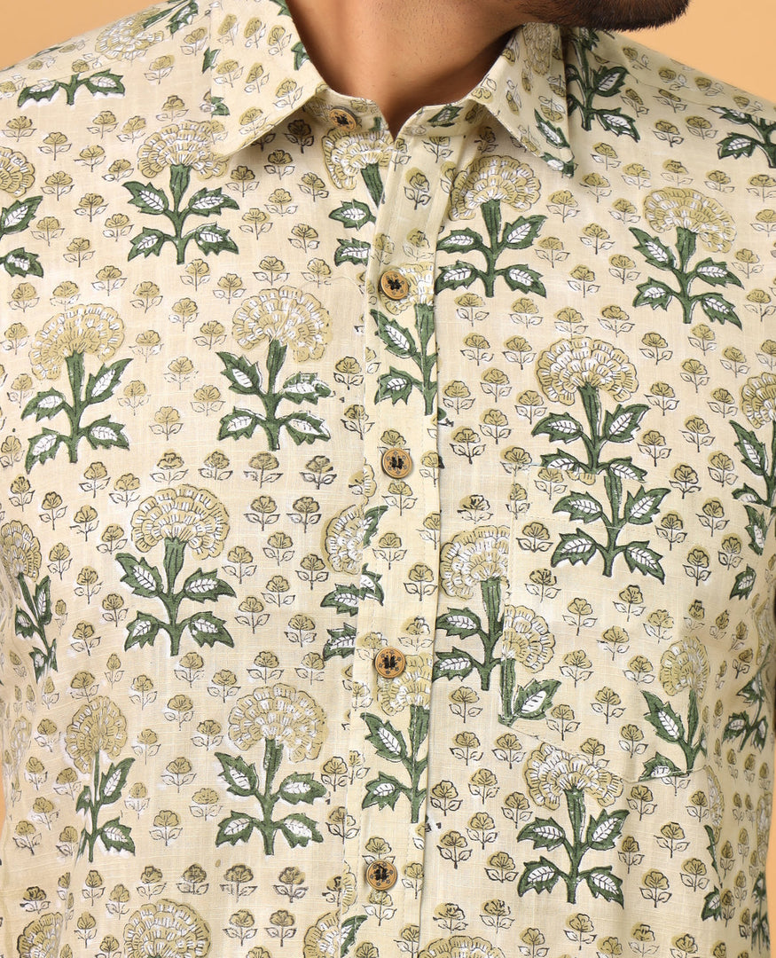 Gulbahar Sanganeri Floral Printed Cotton Shirt