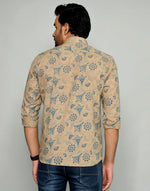 Load image into Gallery viewer, Elegant Floral Pattern Shirt for Men – Beige and Blue Design