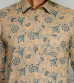 Load image into Gallery viewer, Elegant Floral Pattern Shirt for Men – Beige and Blue Design