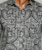 Load image into Gallery viewer, Classic Ajrakh Style – Black &amp; White Printed Shirt