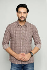 Load image into Gallery viewer, Men's Checked Shirt with Brown Tones - Classic Casual Style