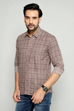 Load image into Gallery viewer, Men's Checked Shirt with Brown Tones - Classic Casual Style