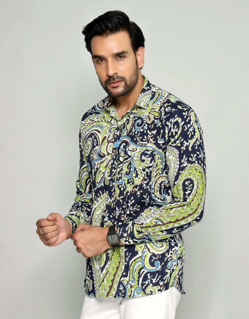 Contemporary Paisley Patterned Shirt for Men