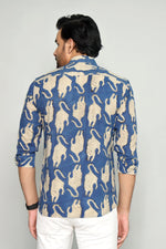 Load image into Gallery viewer, Stylish Blue Shirt with Artistic Animal Pattern