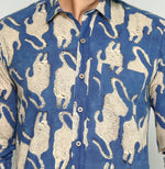 Load image into Gallery viewer, Stylish Blue Shirt with Artistic Animal Pattern